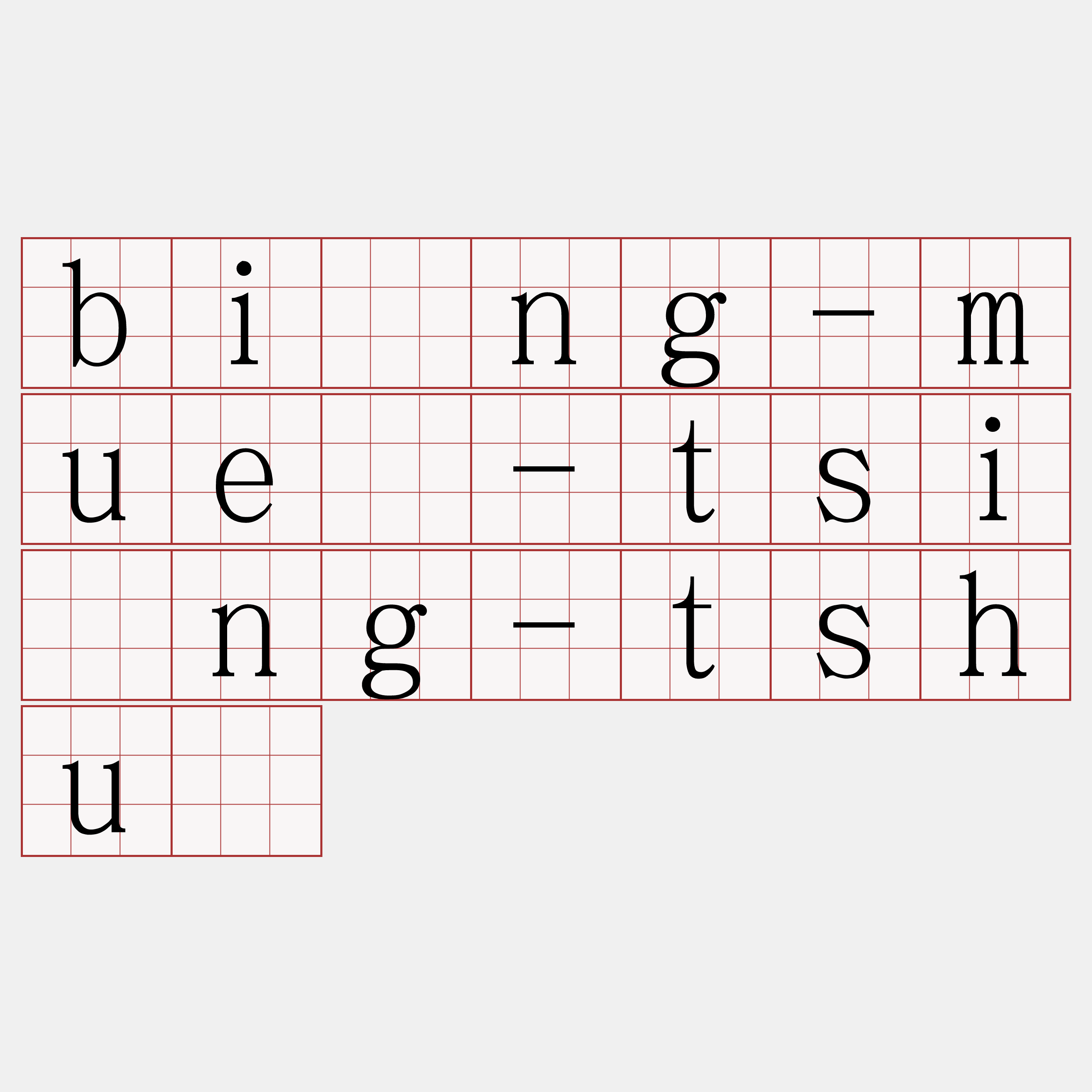 bîng-muê-tsìng-tshú