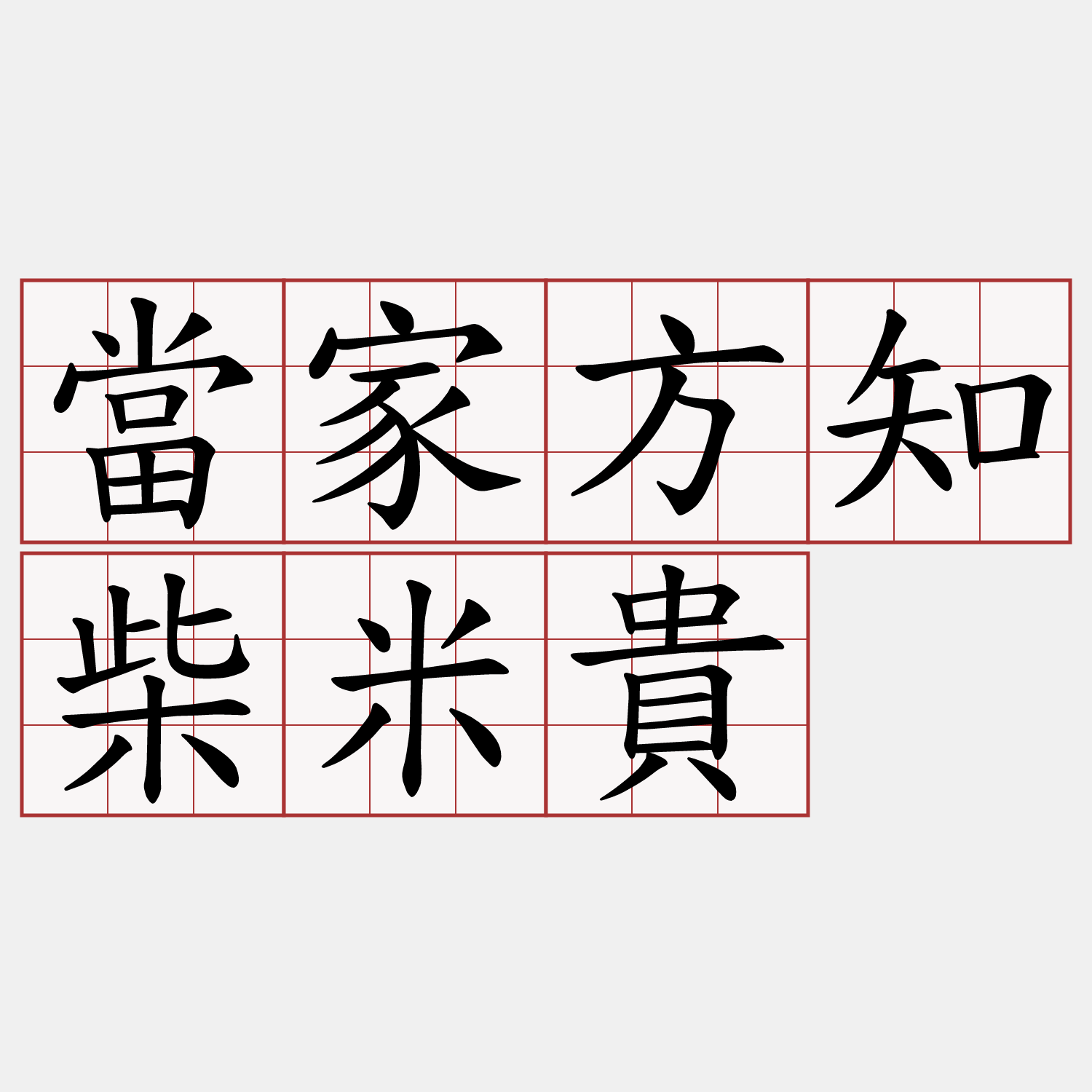 當家方知柴米貴