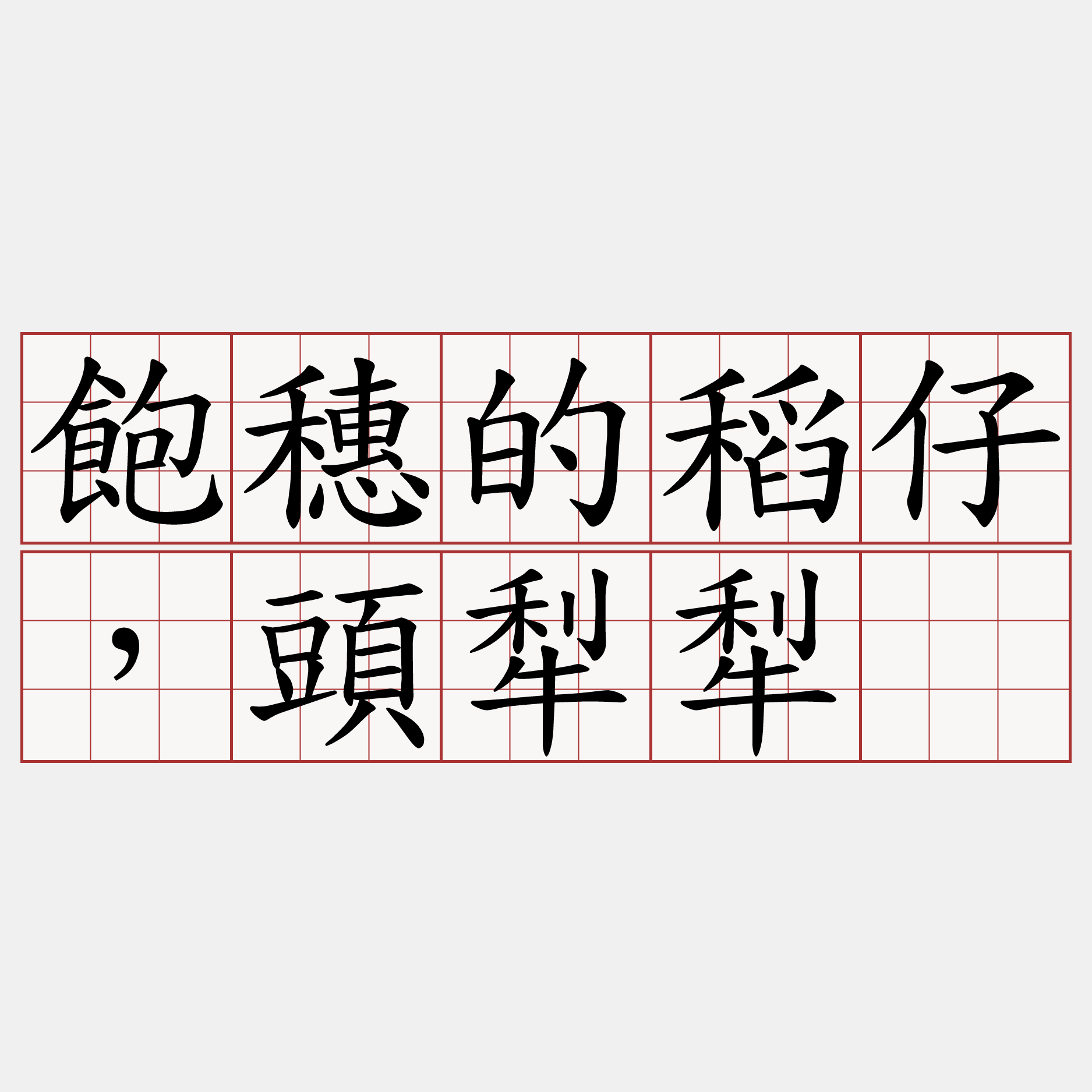 飽穗的稻仔，頭犁犁。